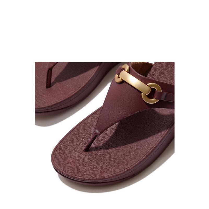 Chunky-Snaffle Leather Toe-Post Sandals