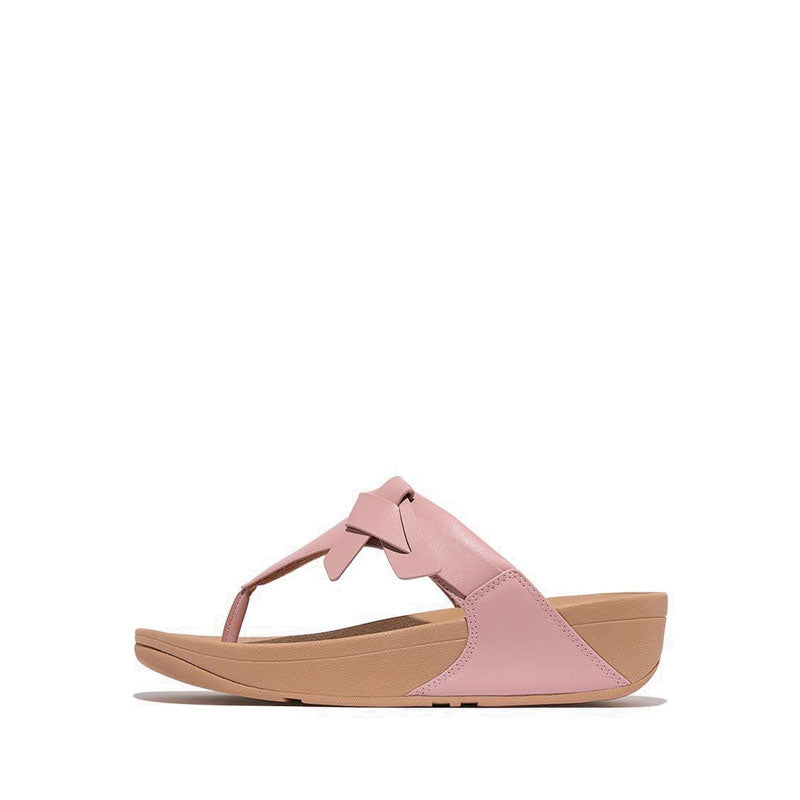 Folded-Knot Leather Toe-Post Sandals