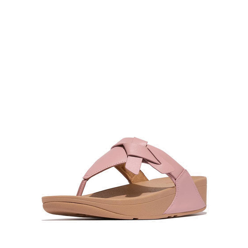 Folded-Knot Leather Toe-Post Sandals