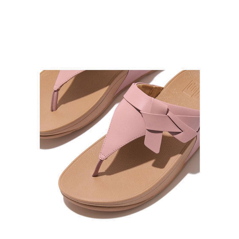 Folded-Knot Leather Toe-Post Sandals