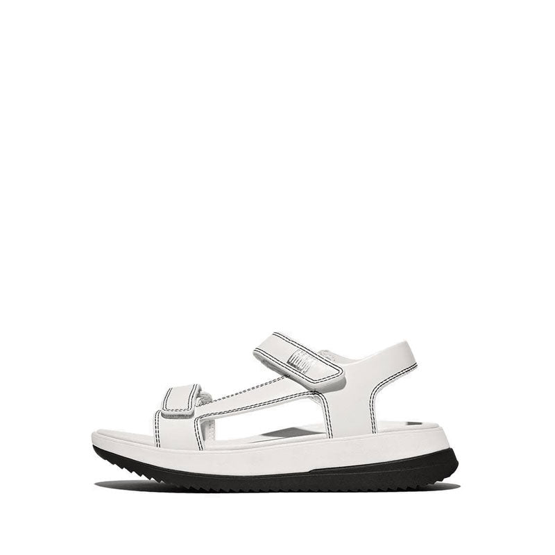 Adj. Contrast-Stitch Leather B/Strap Sandals