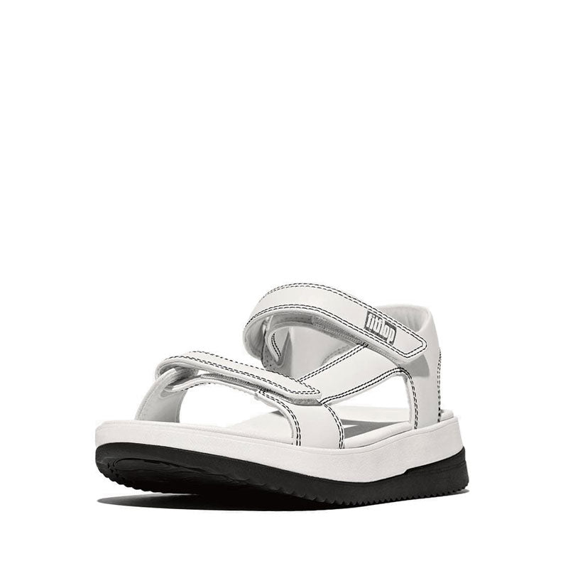 Adj. Contrast-Stitch Leather B/Strap Sandals