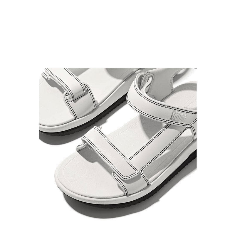 Adj. Contrast-Stitch Leather B/Strap Sandals