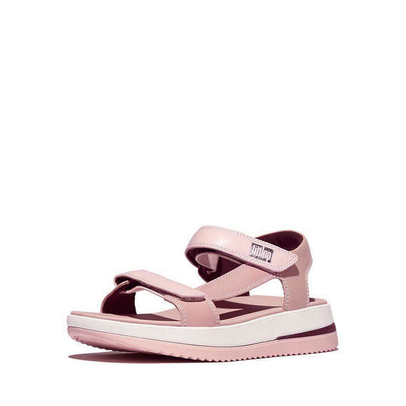 Adj. Contrast-Stitch Leather B/Strap Sandals