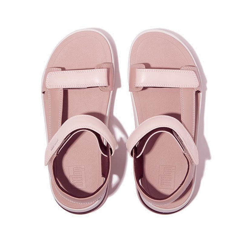 Adj. Contrast-Stitch Leather B/Strap Sandals