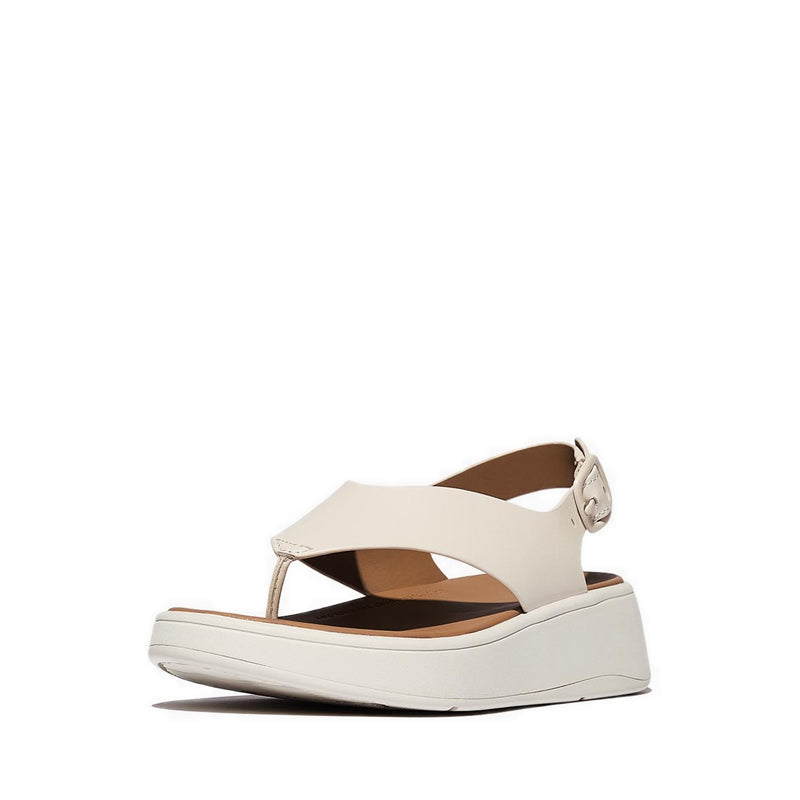 LEATHER FLATFORM BACK-STRAP T/POST SANDALS