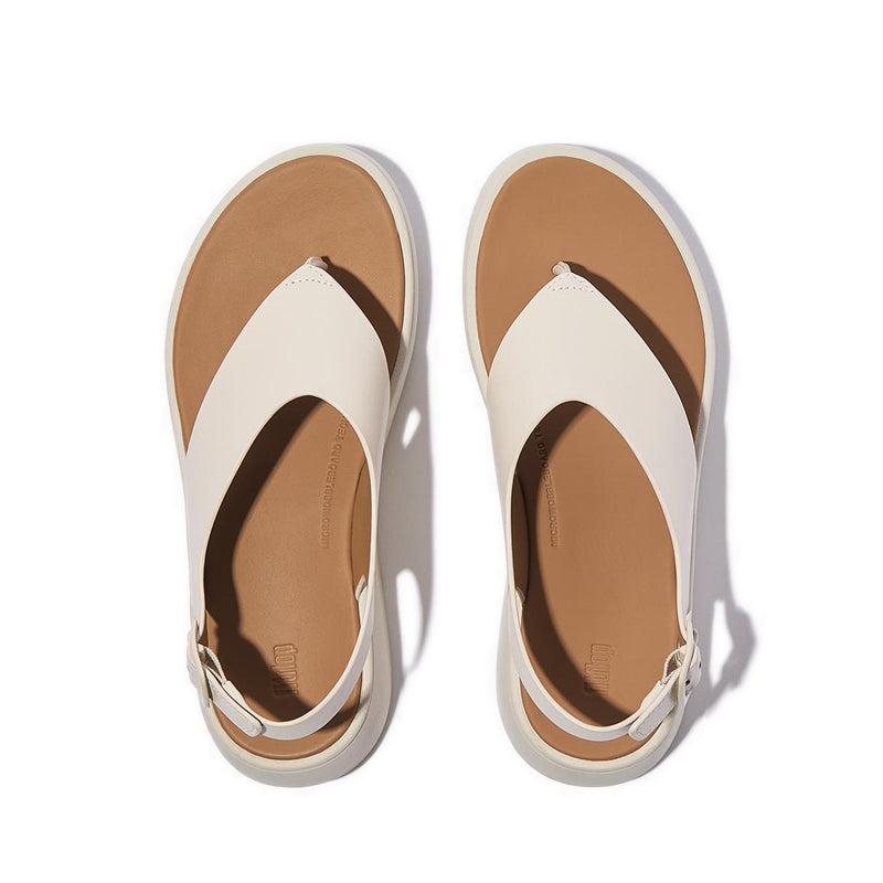 LEATHER FLATFORM BACK-STRAP T/POST SANDALS