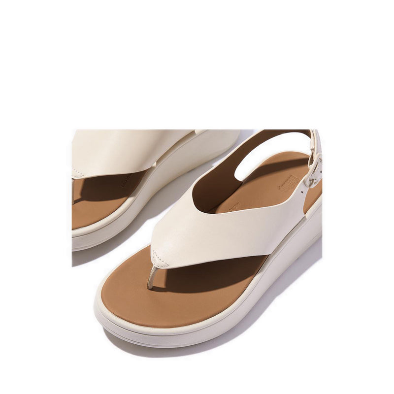 LEATHER FLATFORM BACK-STRAP T/POST SANDALS