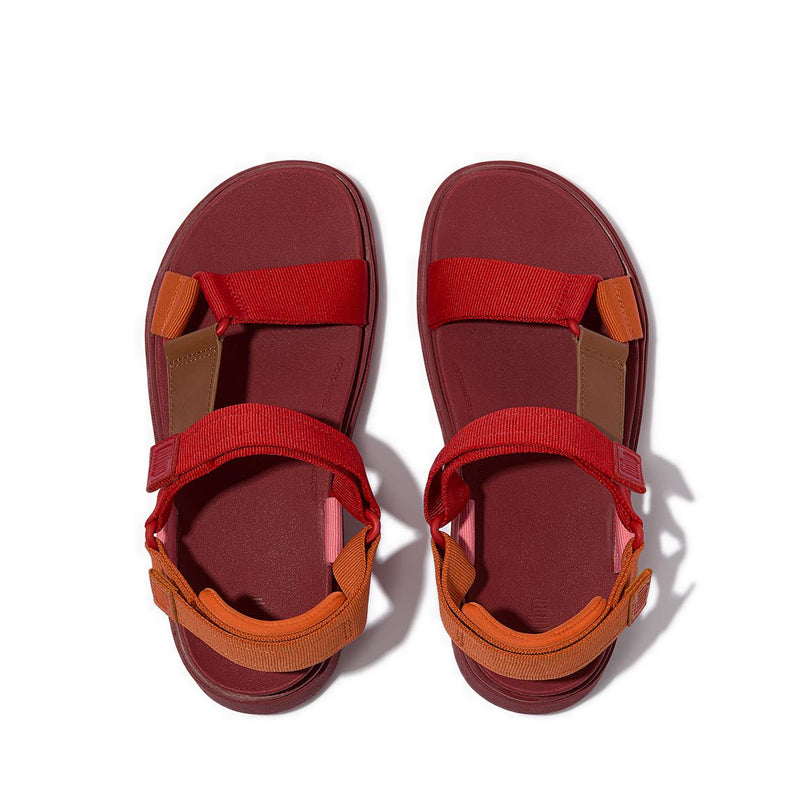 ADJ. WEBBING/LEATHER  BACK-STRAP SANDALS