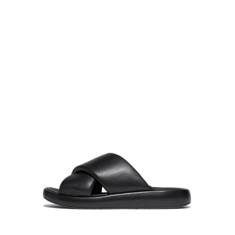 D-LUXE PADDED LEATHER CROSS SLIDES