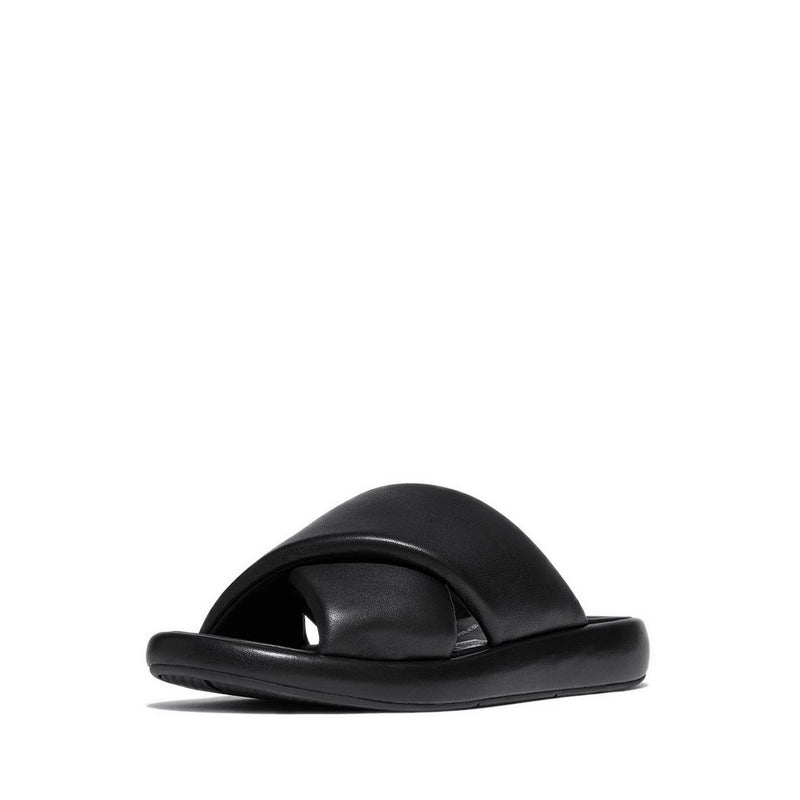 D-LUXE PADDED LEATHER CROSS SLIDES