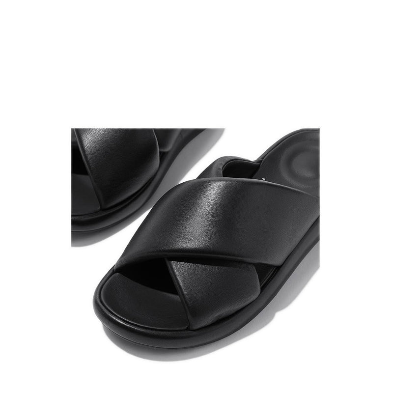 D-LUXE PADDED LEATHER CROSS SLIDES