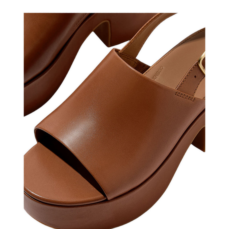 LEATHER HEELED BACK-STRAP SANDALS