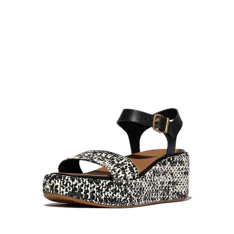 WOVEN WEDGE ANKLE-STRAP SANDALS