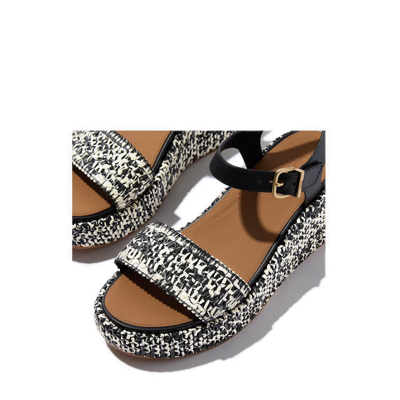 WOVEN WEDGE ANKLE-STRAP SANDALS