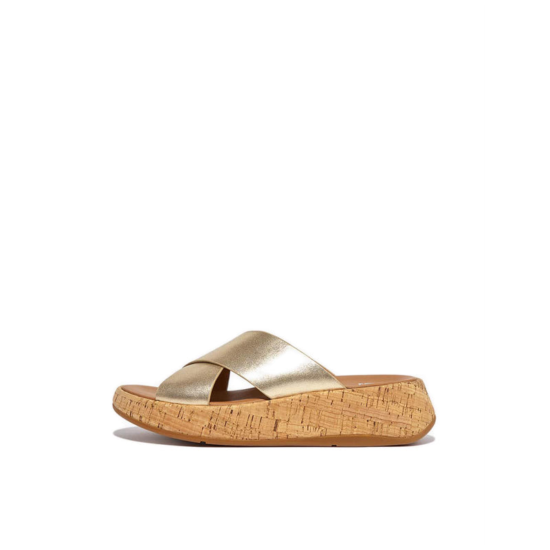 Metallic Leather/Cork Flatform Cross Slides – FitFlop Indonesia