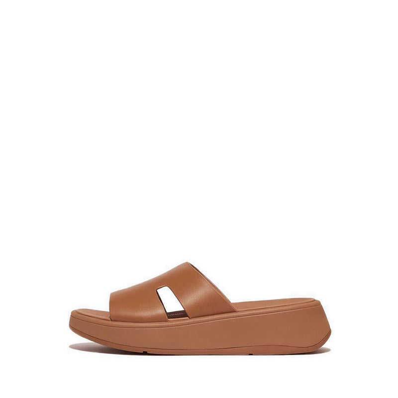 Raw-Edge Leather Flatform H-Bar Slides – FitFlop Indonesia